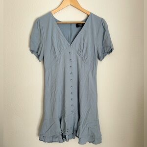 VICI Baby Blue Linen Blend Mini Dress - Medium
